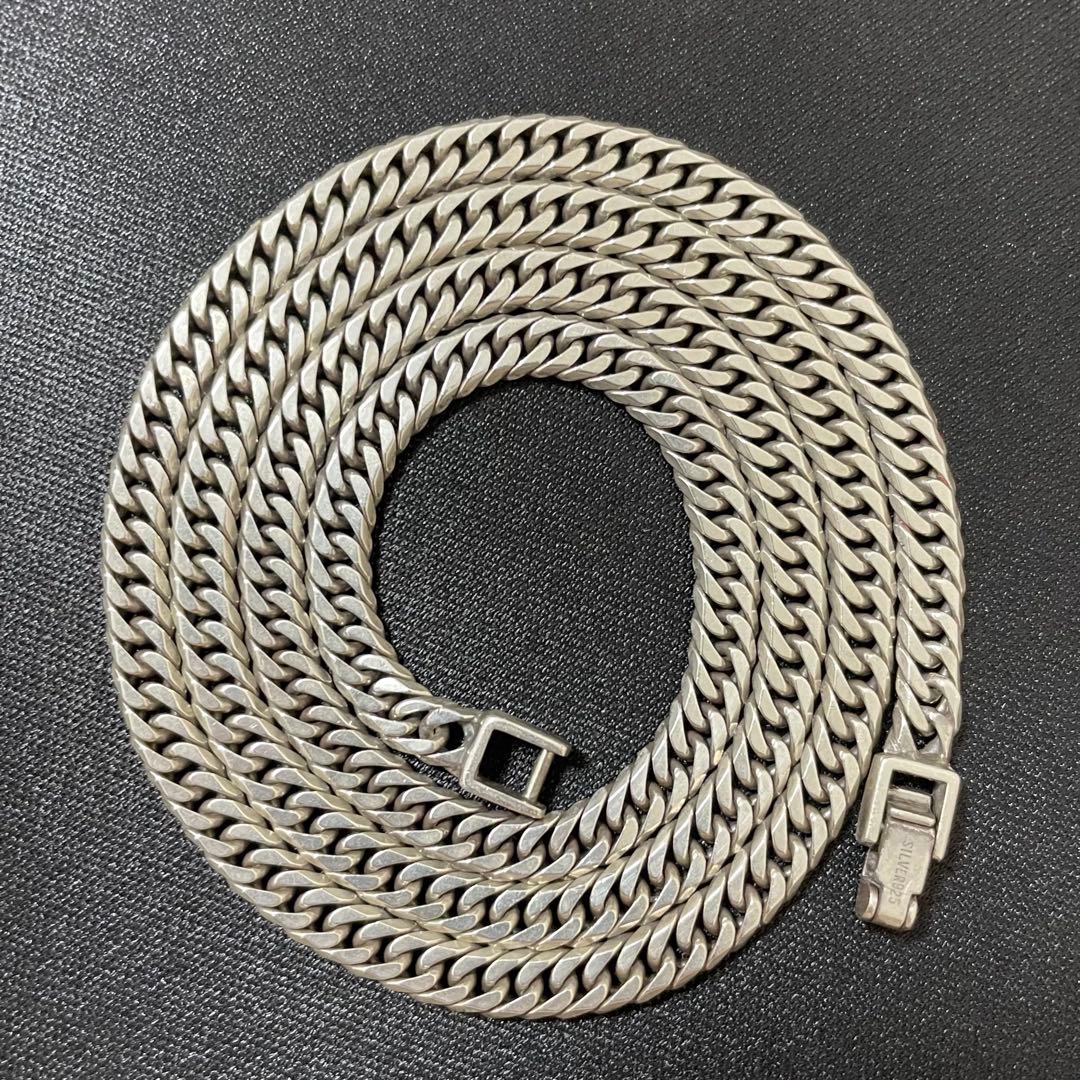 シルバー925 6面ダブル 喜平ネックレス 中折式 22g