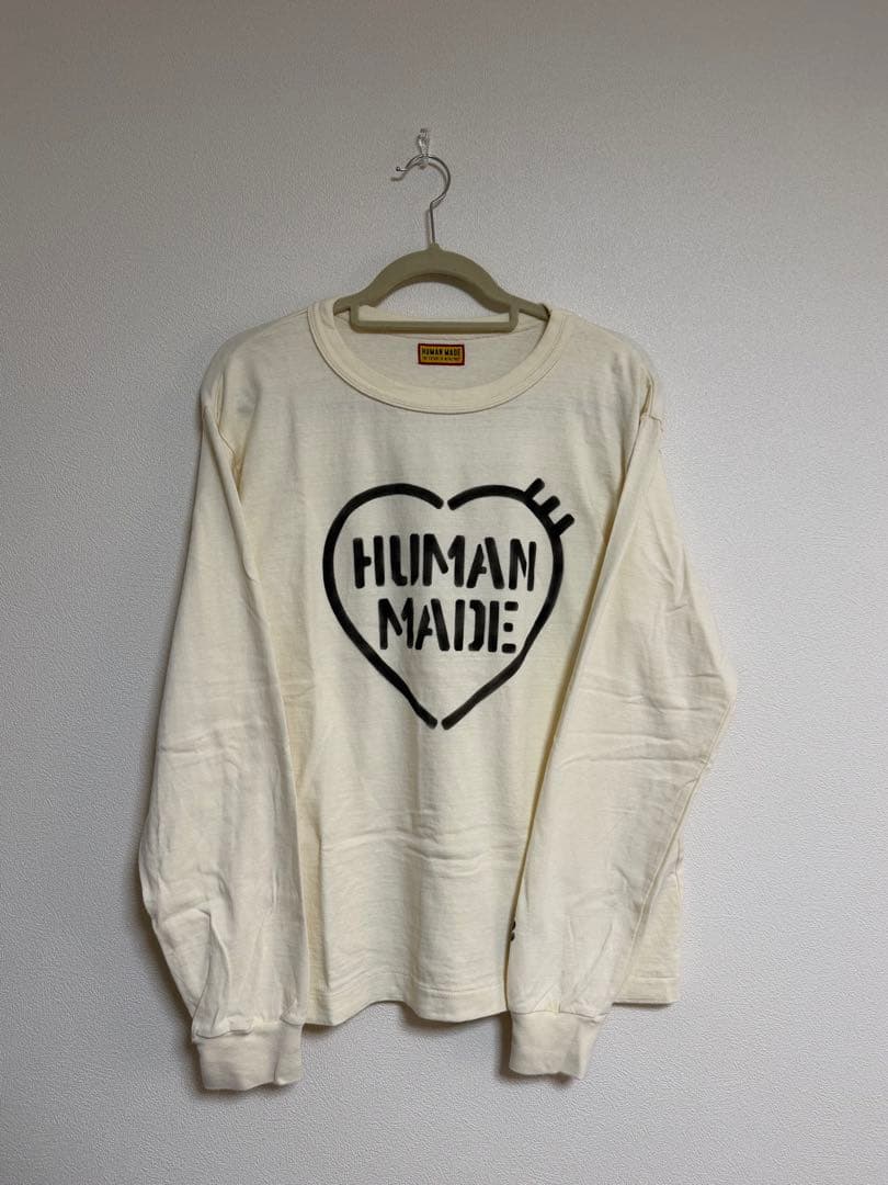 HUMAN MADE ハートロゴ ロンT 長袖 白