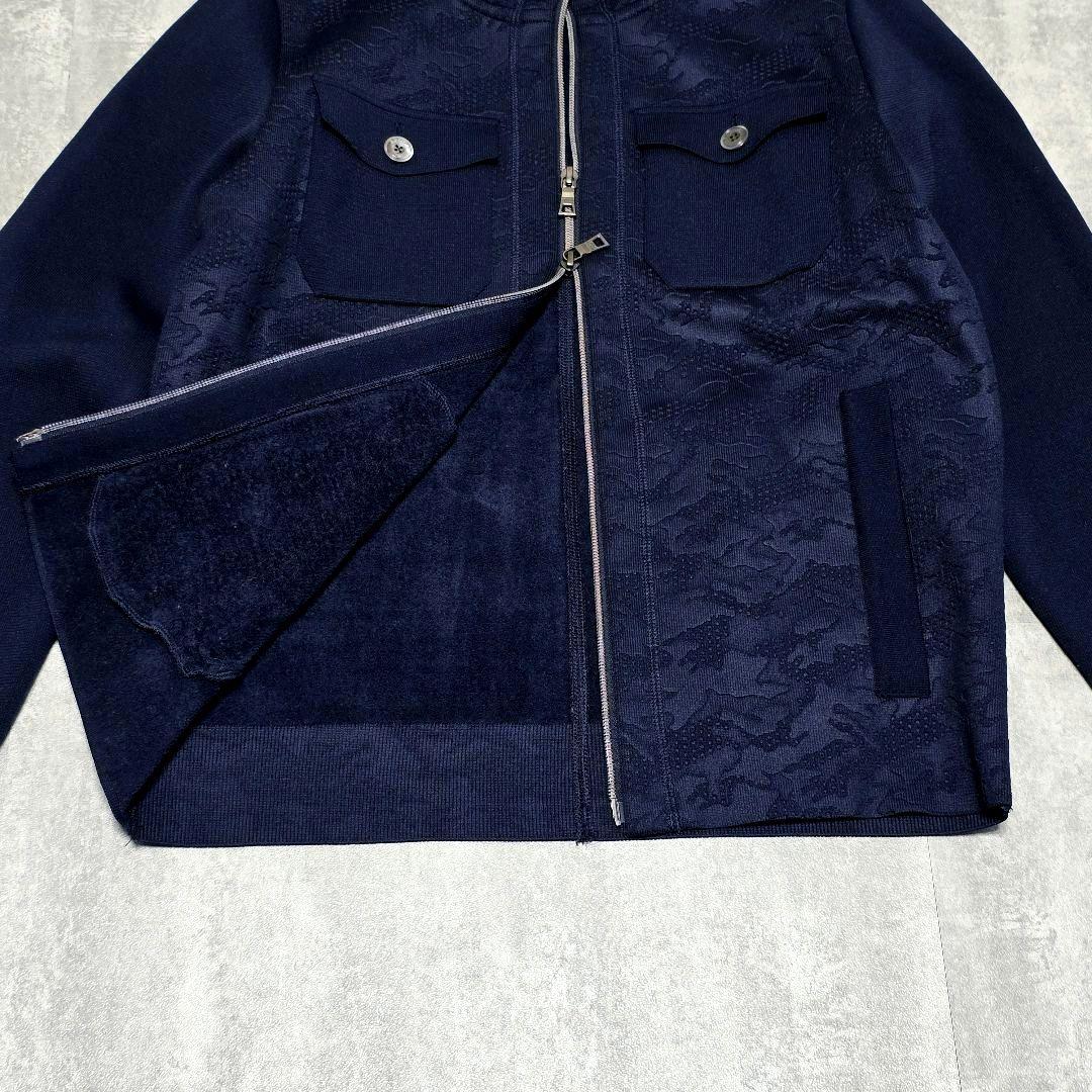 【日本製】EPOCA UOMO カモ柄ブルゾン 46 フーディ ダブルジップ
