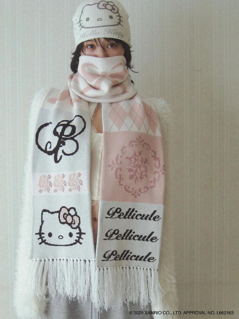 新品 PELLICULE HELLOKITTY hug knit muffler
