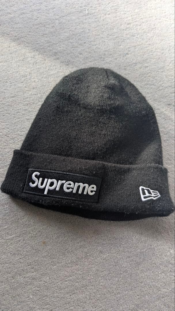 し*ん様 supreme×new era ニット帽　正規品　ボックスロゴ