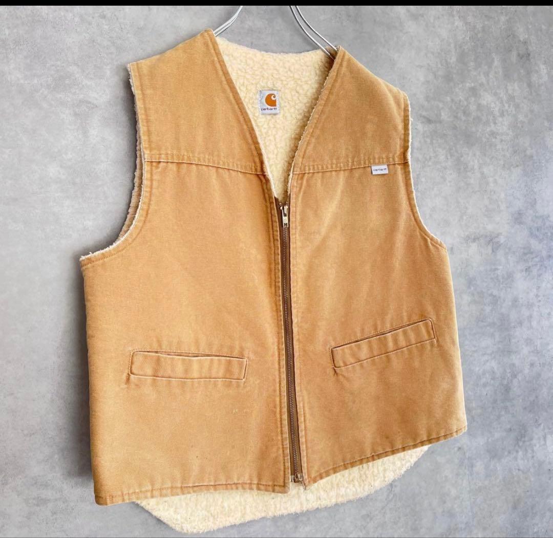 80s〜90s USA製 CARHARTT カーハート 裏ボアダックベストL