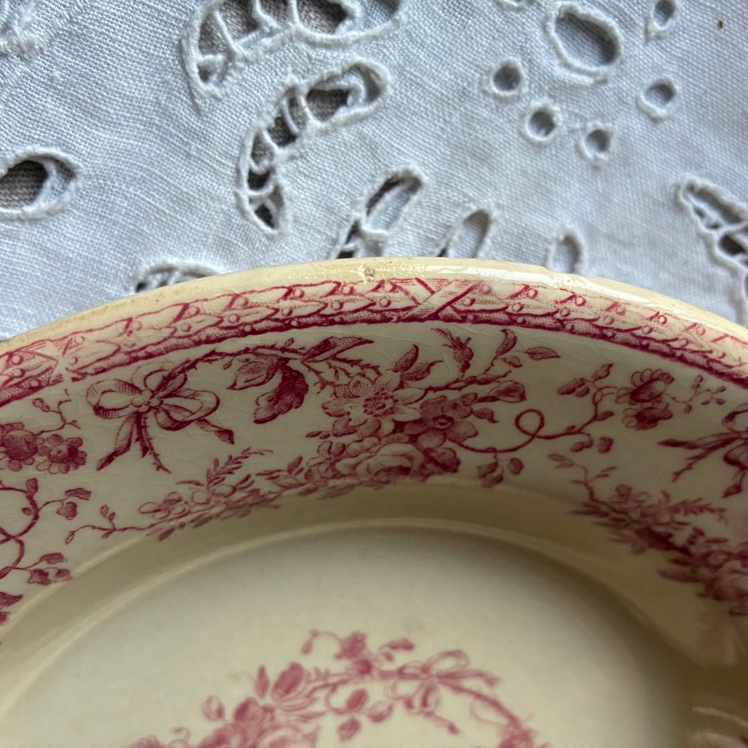 Gien Bouquet de rose フランス　深皿　赤　ピンク