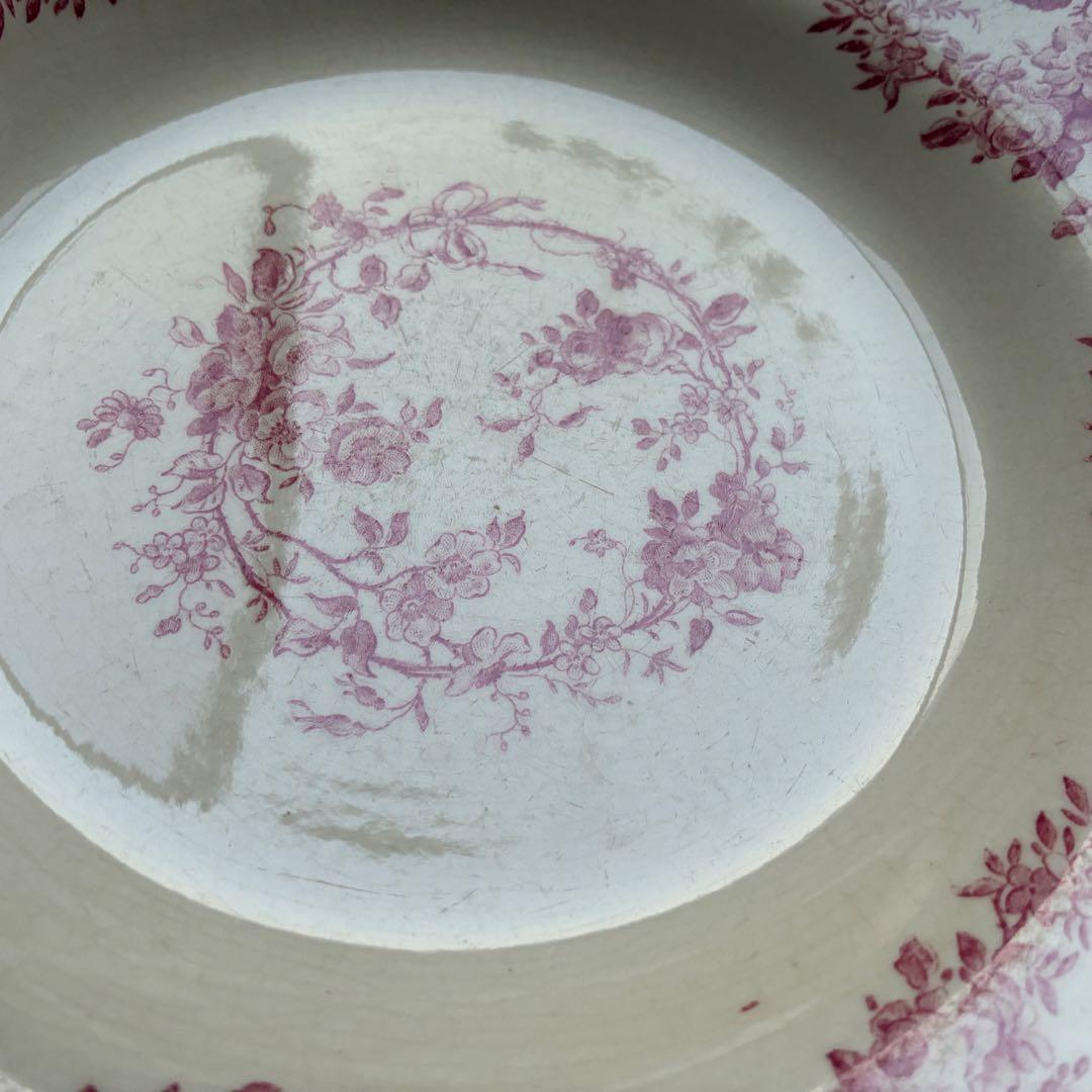 Gien Bouquet de rose フランス　深皿　赤　ピンク