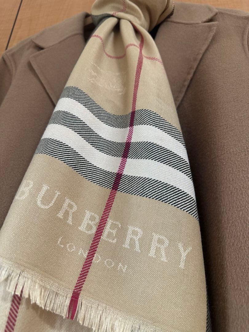 BURBERRY ベージュ チェック柄 ストール180cm×80cm