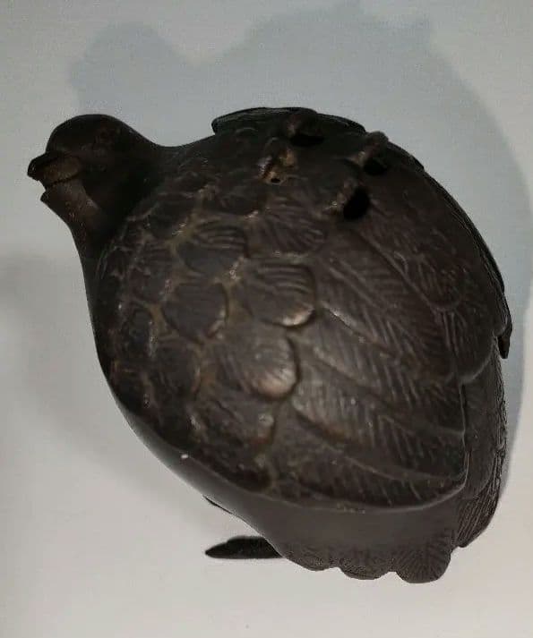 鶉(うずら)香炉　青銅製　骨董品 アンティーク品