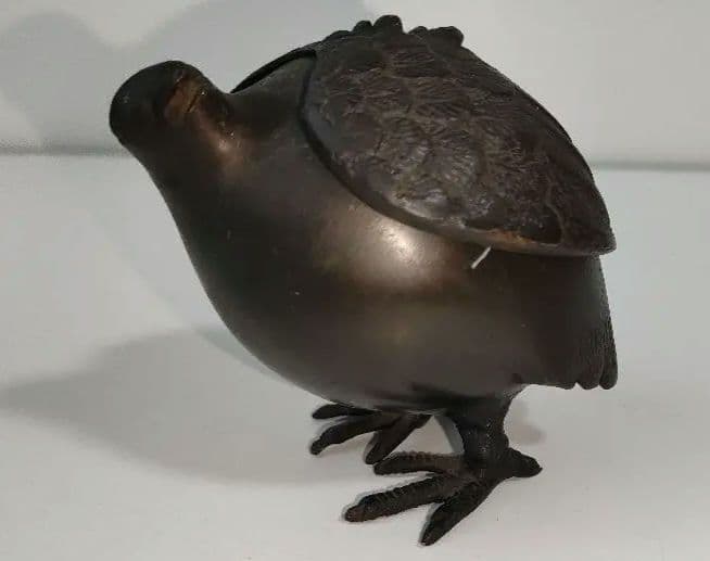 鶉(うずら)香炉　青銅製　骨董品 アンティーク品