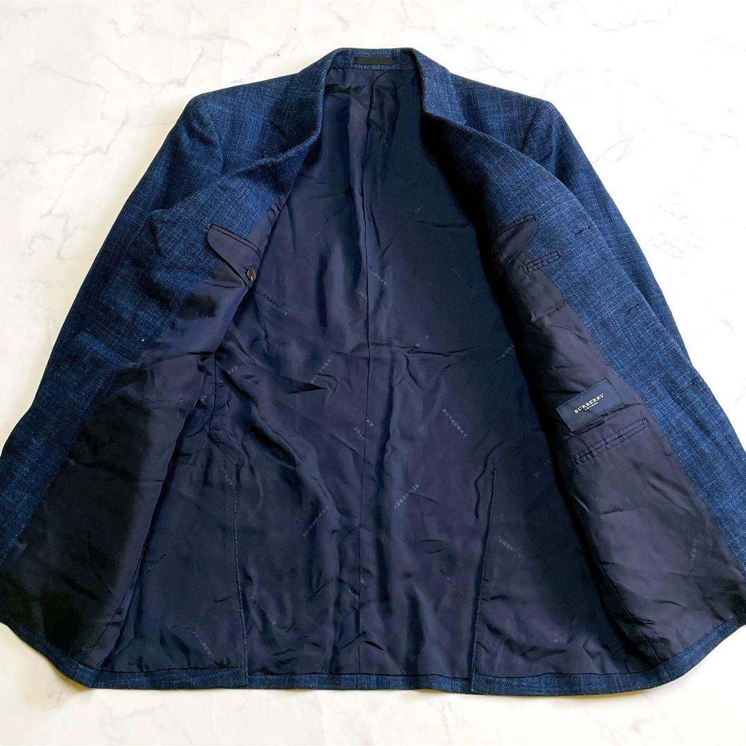 美品/ XL✨バーバリーロンドン 霜降りテーラードジャケット 羊毛 絹 シルク