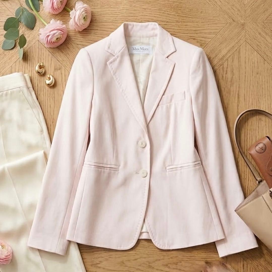MaxMara テーラードジャケット シルク混 ピンクベージュ マックスマーラ