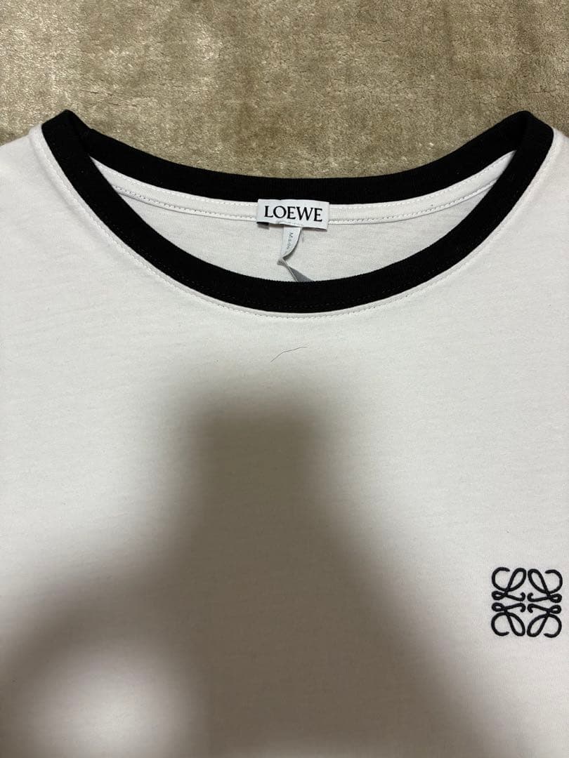 美品　ロエベ LOEWE Tシャツ XS アナグラム ホワイト×ネイビー