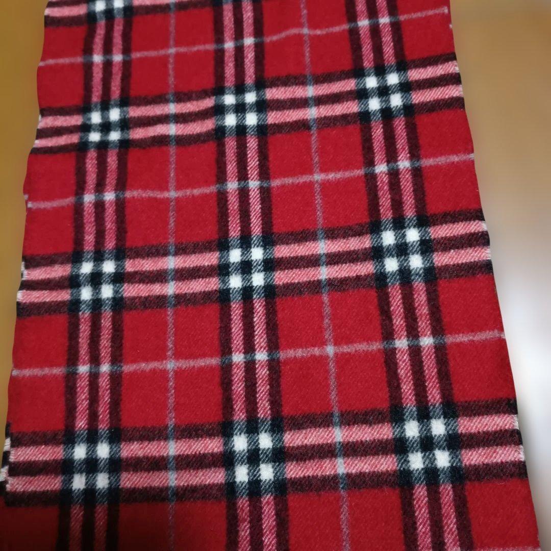 BURBERRY BLUE LABEL チェック柄マフラー　赤　美品　カシミヤ