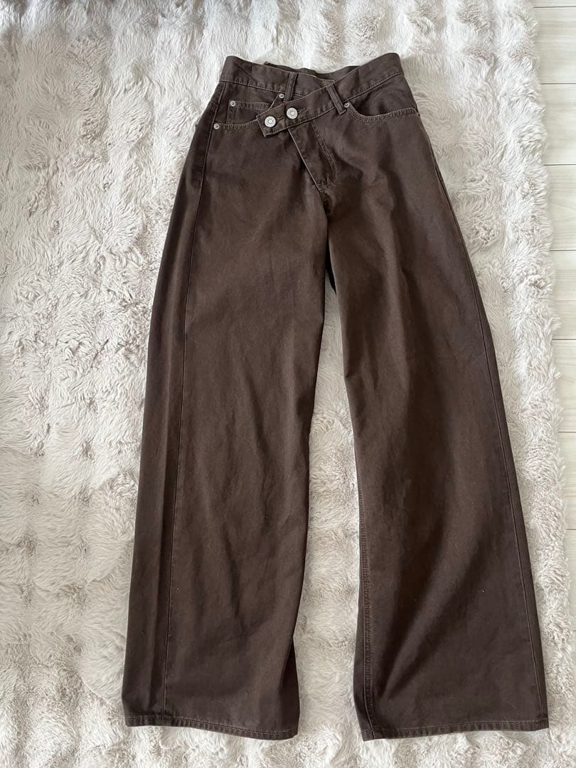 moussy クロスチノワイドストレートパンツ
