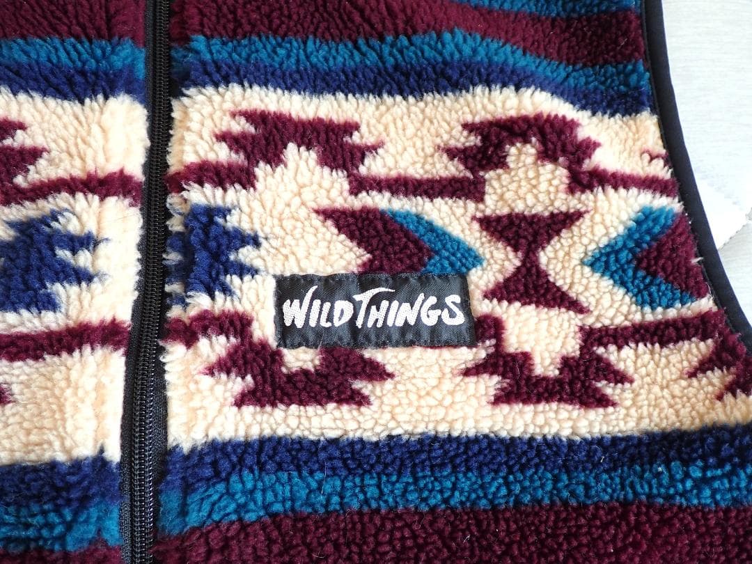 WILD THINGS 90s USA製 総柄 フリースボアベスト M サイズ