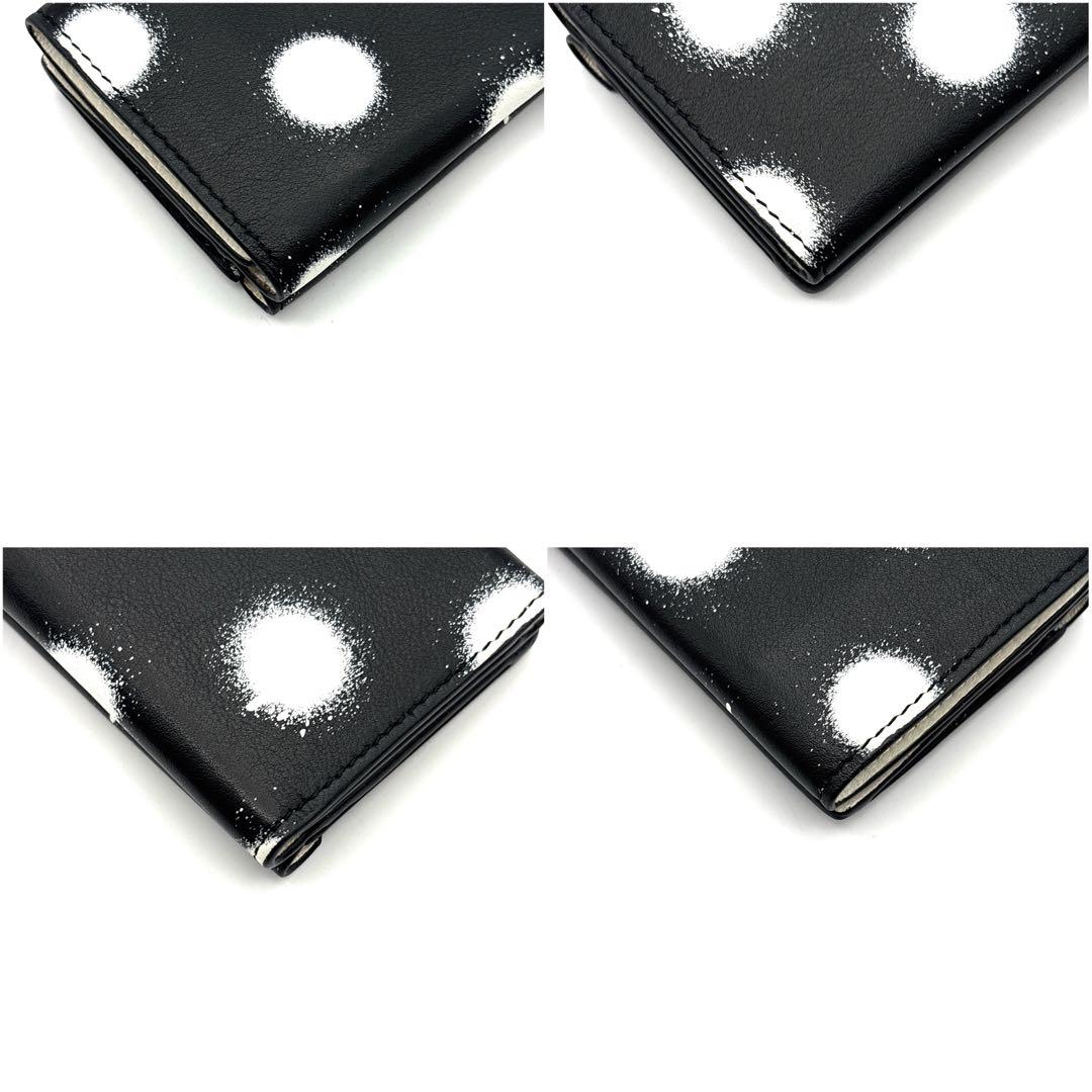 極美品◆バレンシアガ ミニウォレット ペイントドット レザー