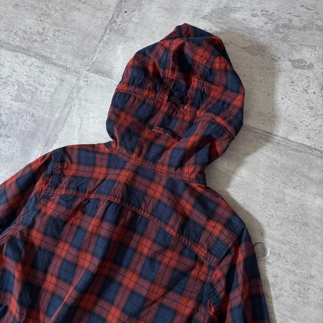 check cotton jacket y2k 短丈 ドローコード ダブルジップ