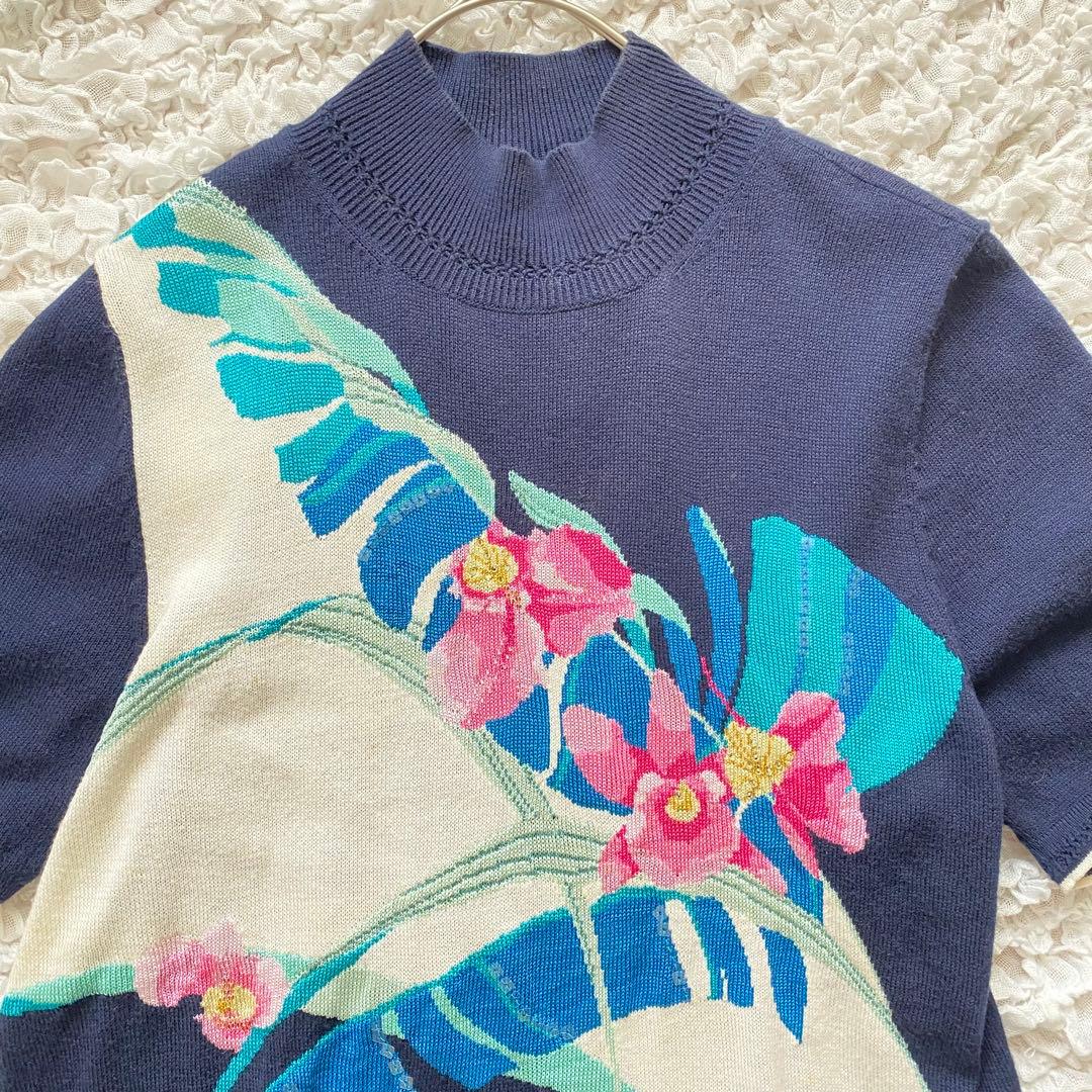 レオナールスポーツ 花柄ニット カシミヤ シルク混 40