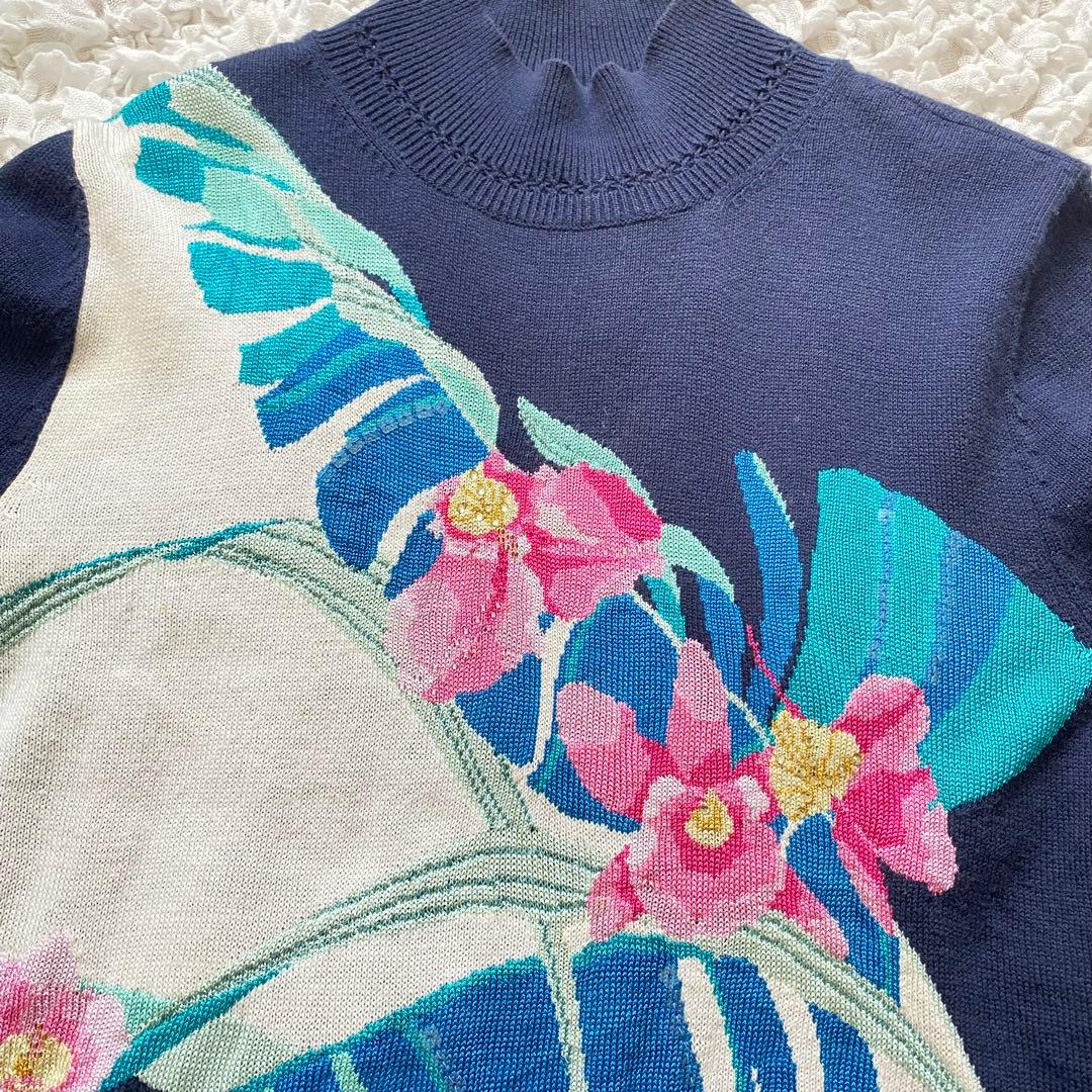 レオナールスポーツ 花柄ニット カシミヤ シルク混 40