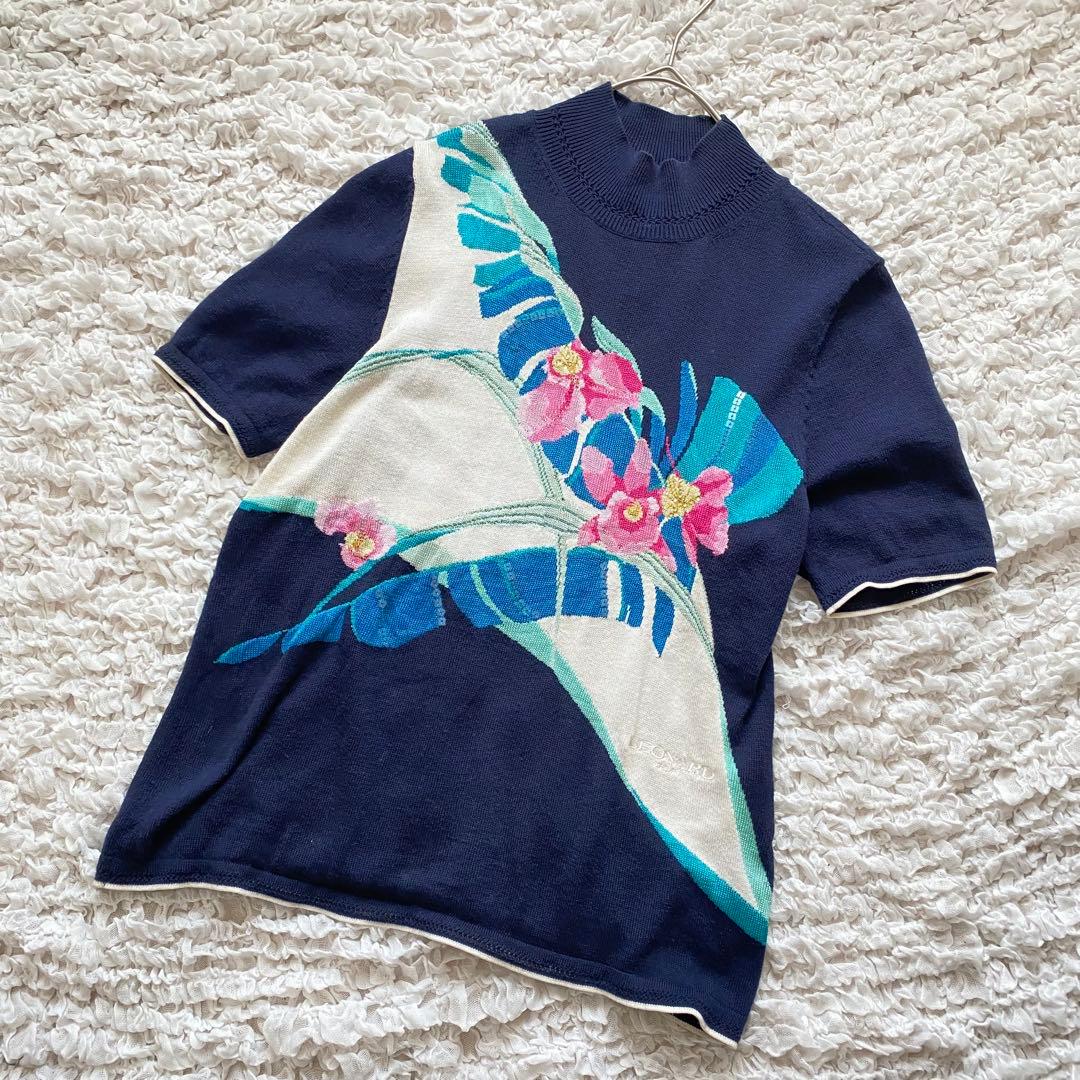 レオナールスポーツ 花柄ニット カシミヤ シルク混 40