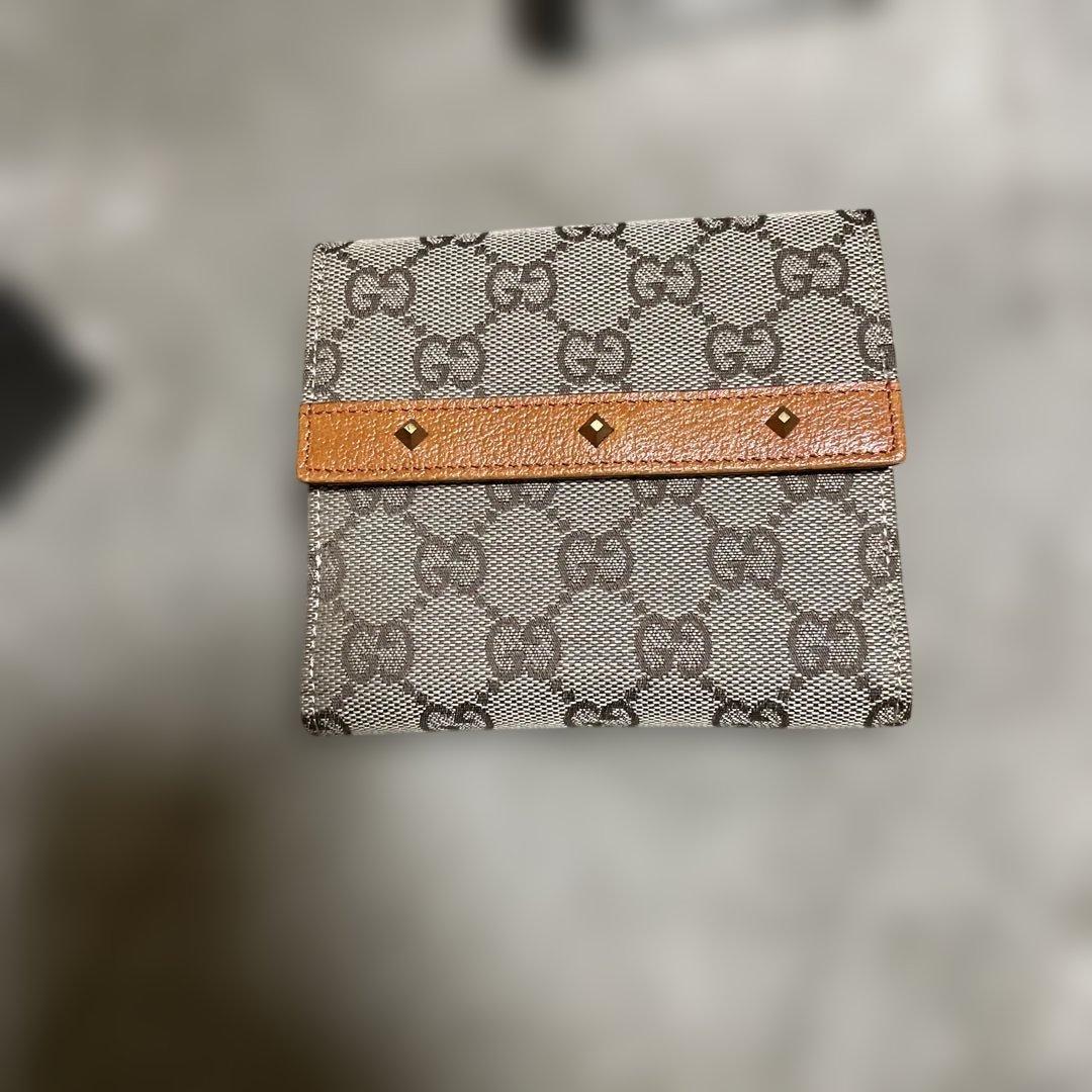 GUCCI GGキャンバス 二つ折り財布 オレンジ