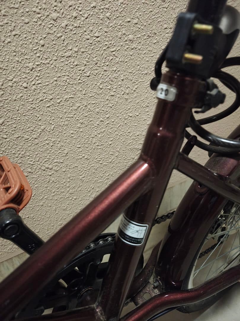 ギア付き折りたたみ自転車　ワインレッド