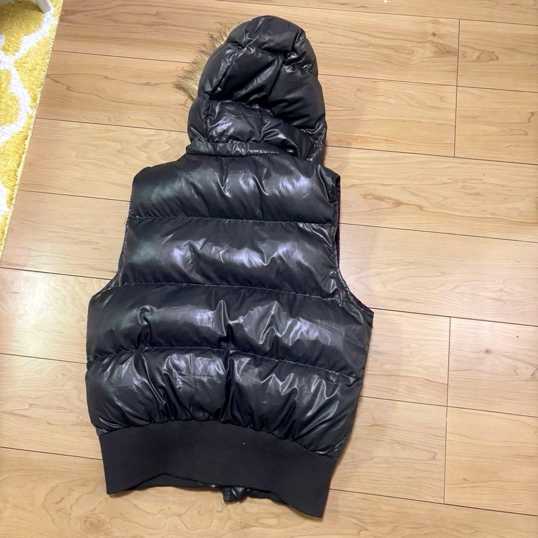 西*野様 y2k ファー ダウンベスト 黒 S 美品　Y2K 兄系　光沢