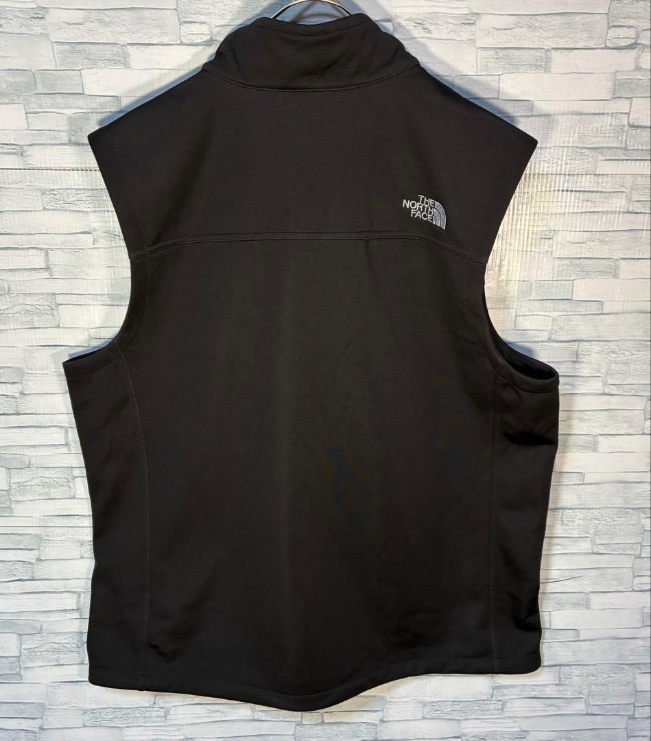 【USA古着】ノースフェイスジップソフトシェルベスト2XL 企業ブランド刺繍黒