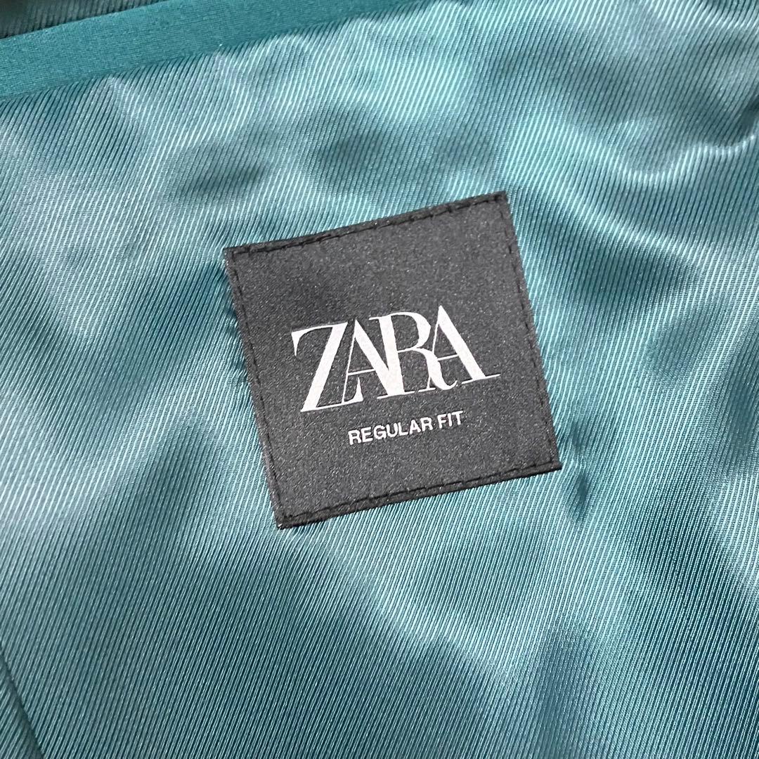 新品同様 タグ付 ZARA カラー テーラード ジャケット XL グリーン 緑