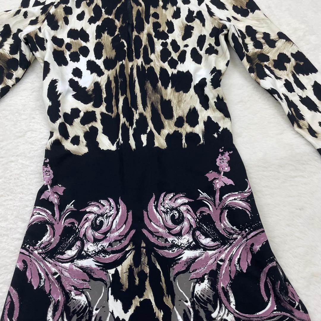 美品　roberto cavalli 総柄　ヒョウ柄 長袖ワンピース　イタリア製