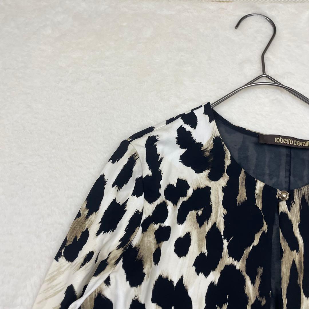 美品　roberto cavalli 総柄　ヒョウ柄 長袖ワンピース　イタリア製