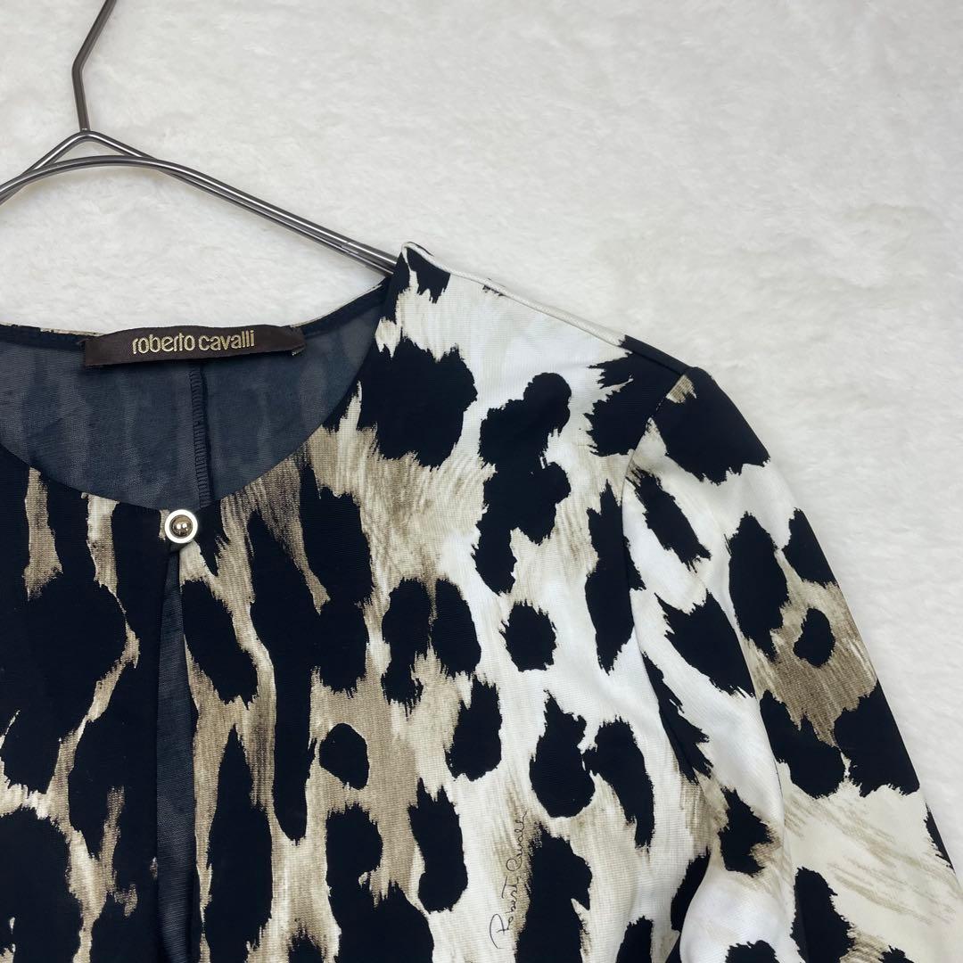 美品　roberto cavalli 総柄　ヒョウ柄 長袖ワンピース　イタリア製