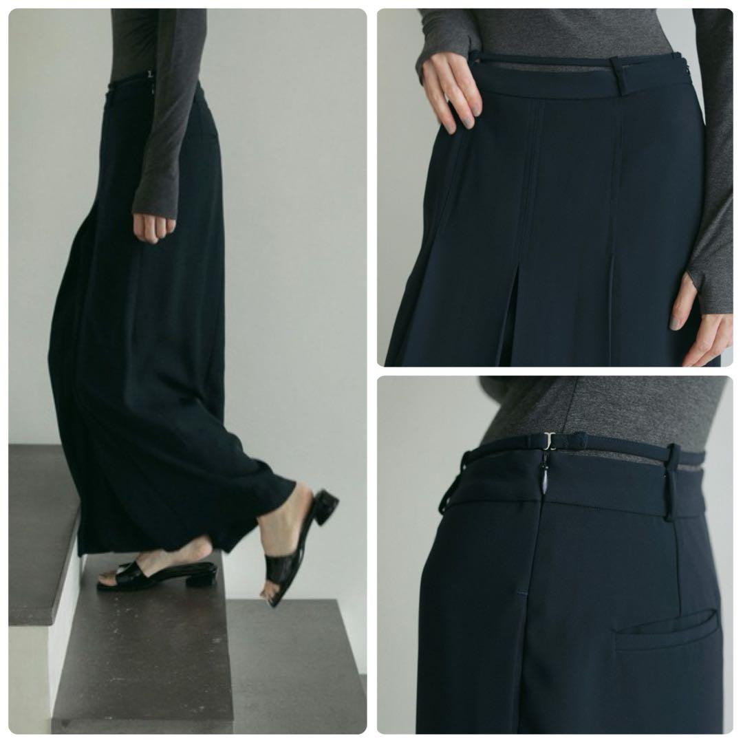 anuke Tuck Long Skirt タックロングスカート 黒 38