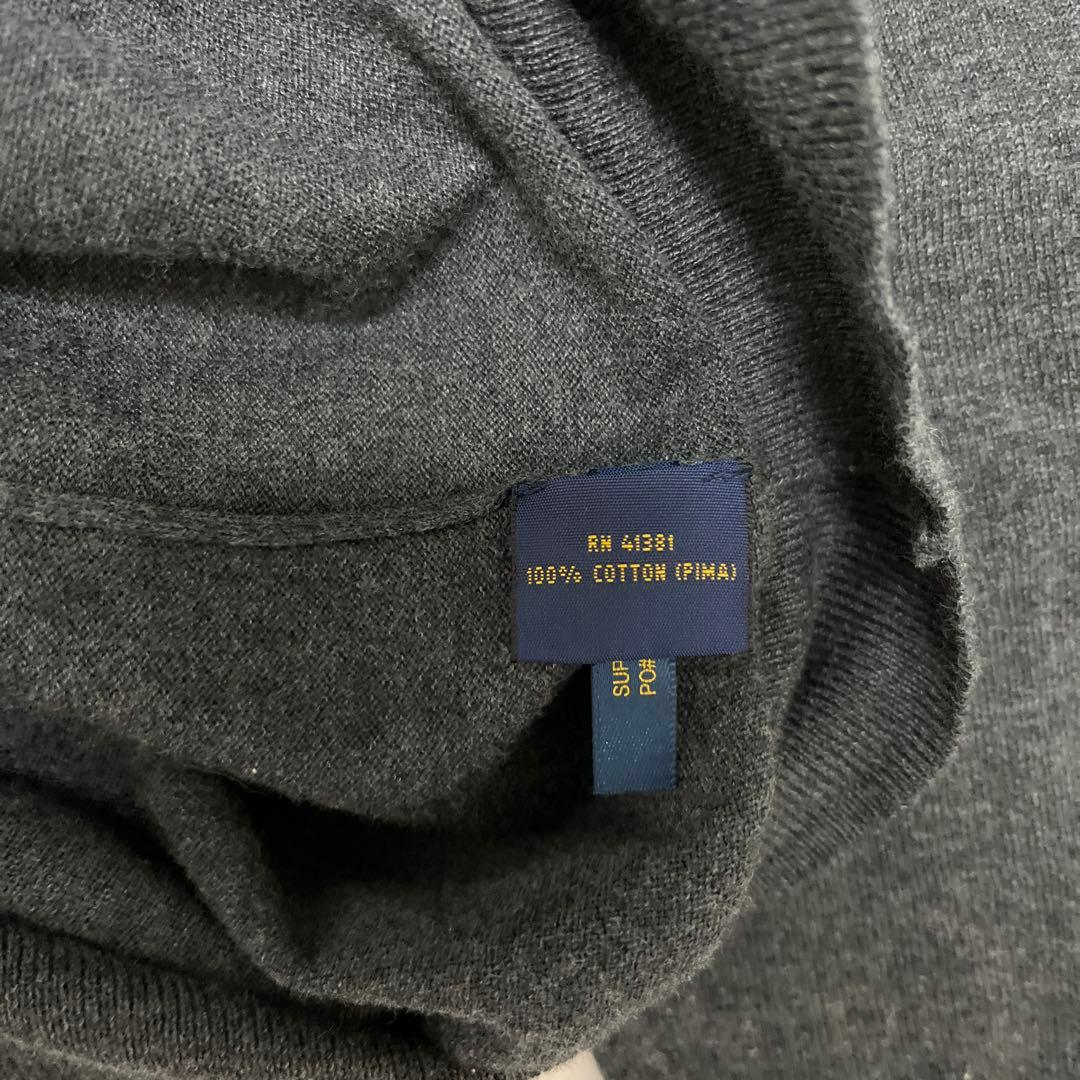 Polo Ralph Lauren グレー カーディガン　刺繍　ラルフ　コットン