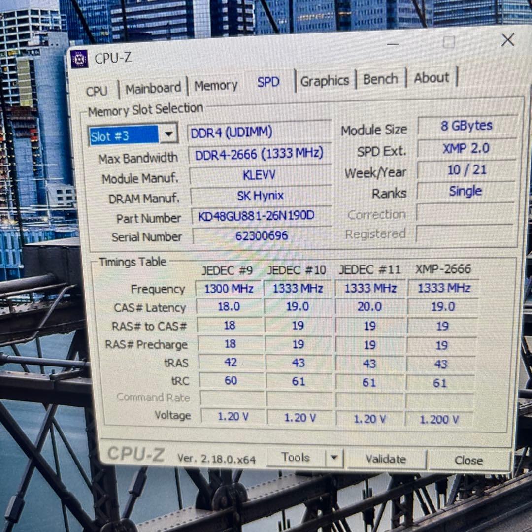 メモリー DDR4-2666 8Gx2