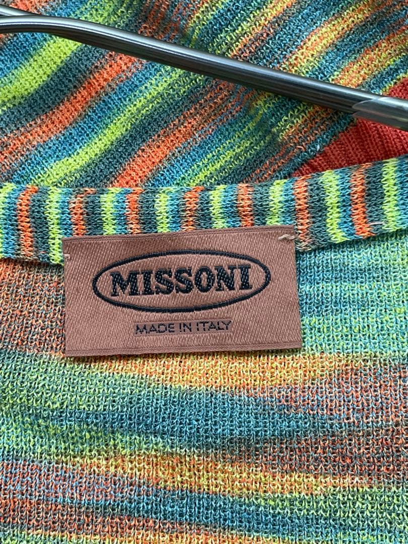 MISSONI オレンジタグ　マルチカラーストライプカーディガン　薄手　春