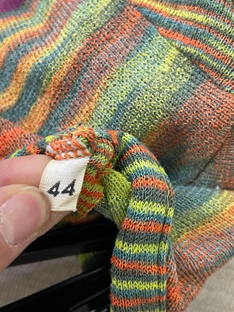MISSONI オレンジタグ　マルチカラーストライプカーディガン　薄手　春