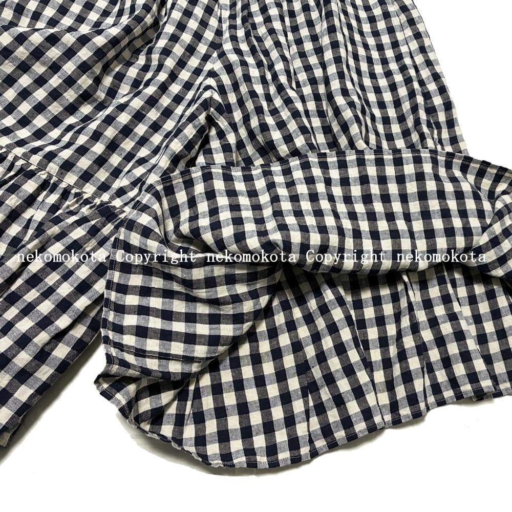 専用★超美品 45R インド度詰リネンのラッパーキュロット チェック
