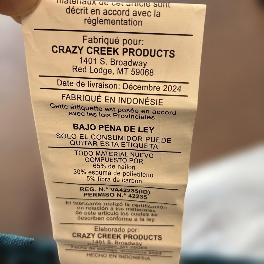 CRAZY CREEK オリジナルチェア