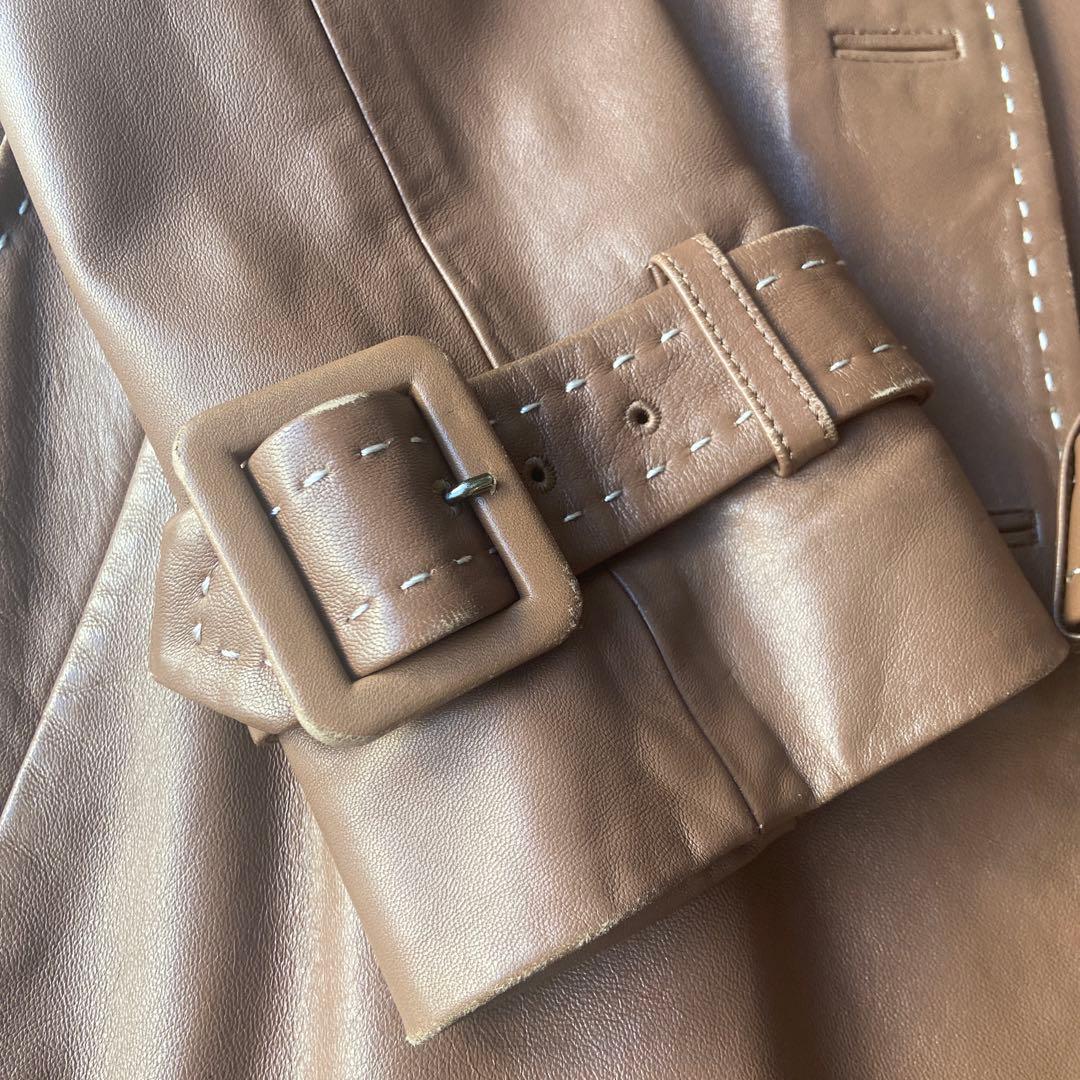 DKNY ラムレザー　トレンチコート　ブラウン