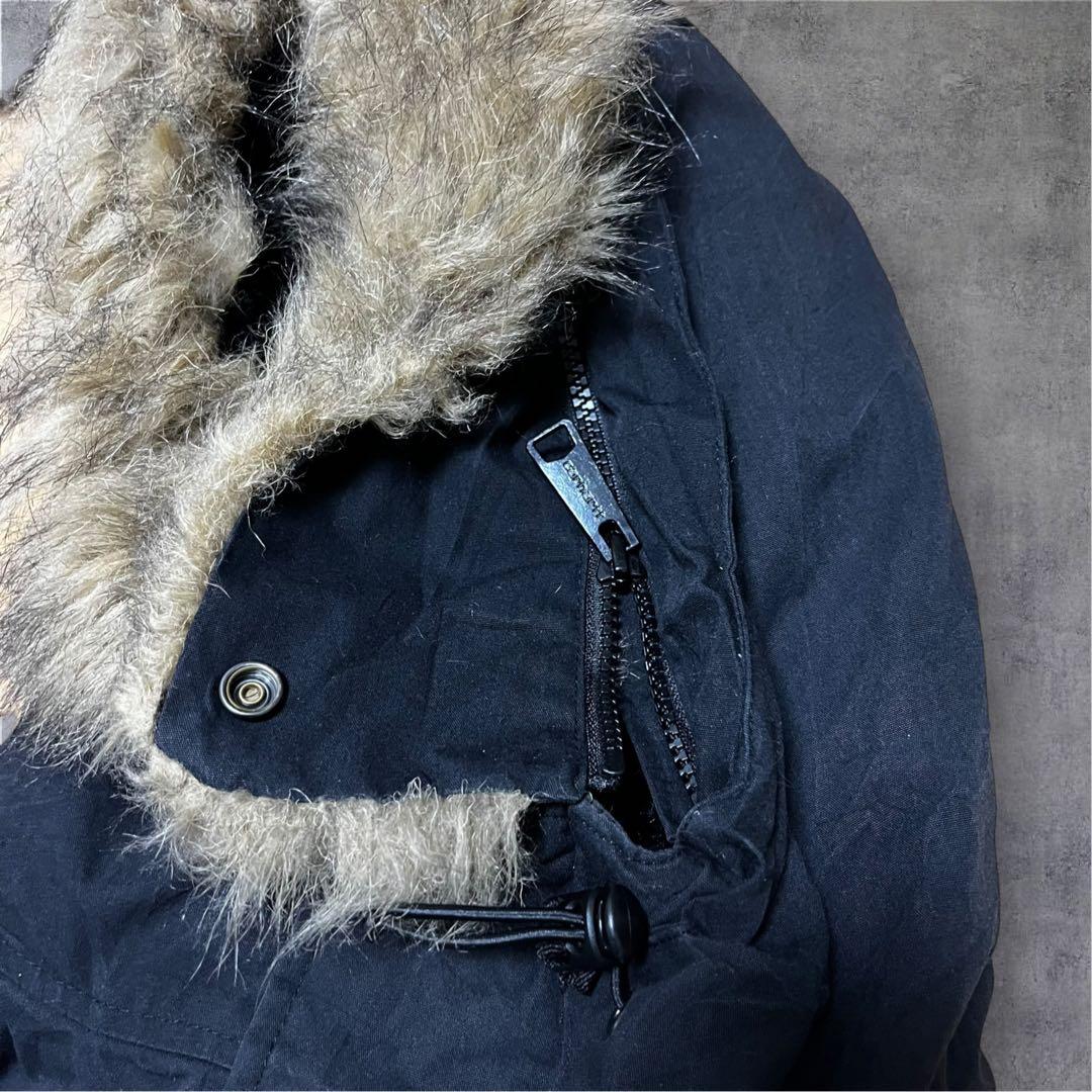 Carhartt Trapper Parkaファー取外裏ボアJKブラックS革タグ
