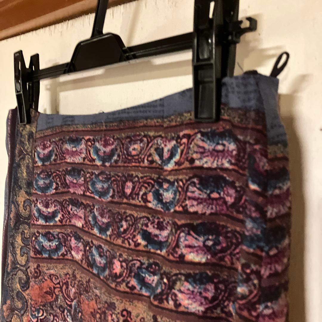 Etro ウール シルク タイト スカート 総柄 パープル