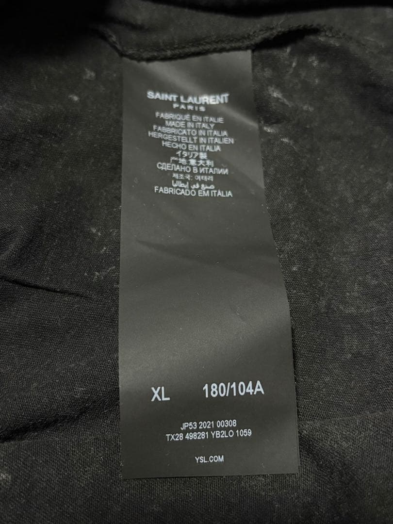 SAINT LAURENT 黒 ダメージ加工ロゴTシャツ