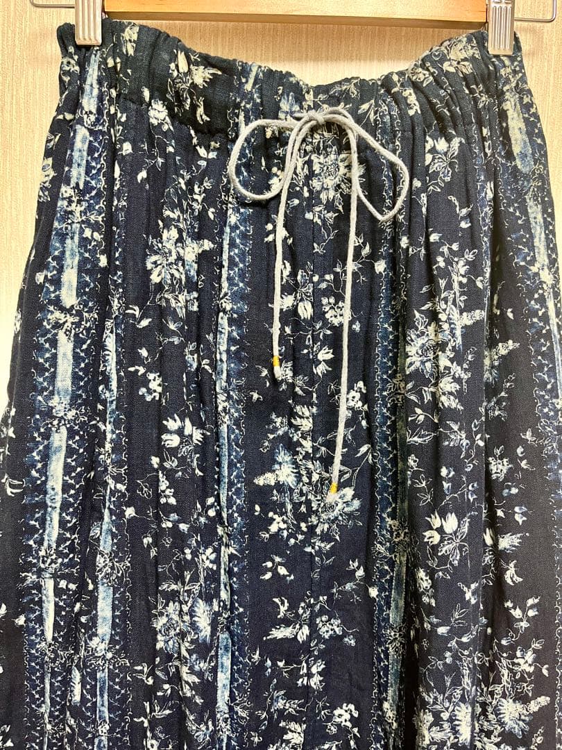 ひめこ★新品【45R 】二重織かごフラワー スカート インディゴ