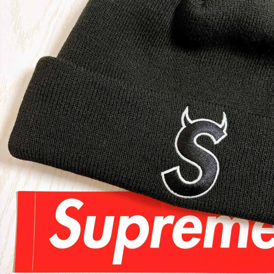 Supreme NEW ERA ニット帽　Sロゴ　デビル　ツノ　ブラック　黒