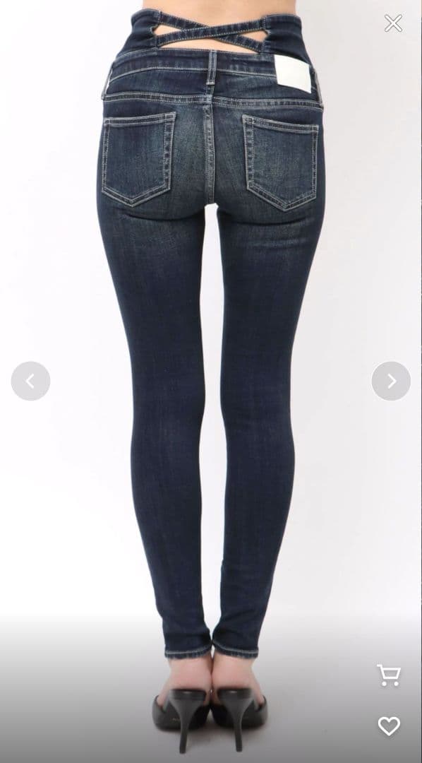 新品　GYDA　ハイウエストクロススキニーデニムパンツ　インディゴ　サイズS