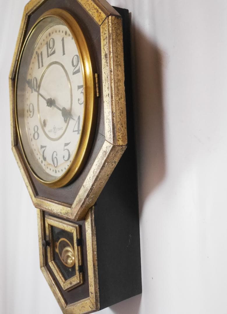 動作品★アンティーク　Waterbury Clock Yマーク八角柱時計◆中古