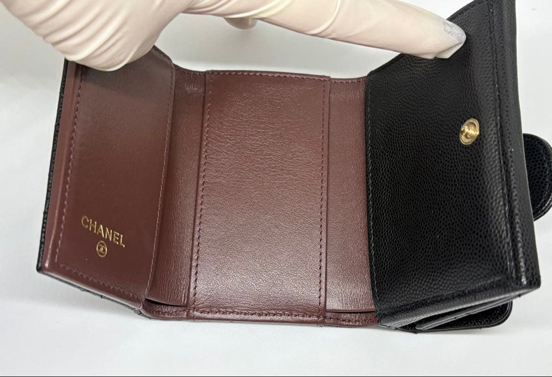 美品　シャネル　CHANEL 財布　三つ折り財布　ミニウォレット　マトラッセ