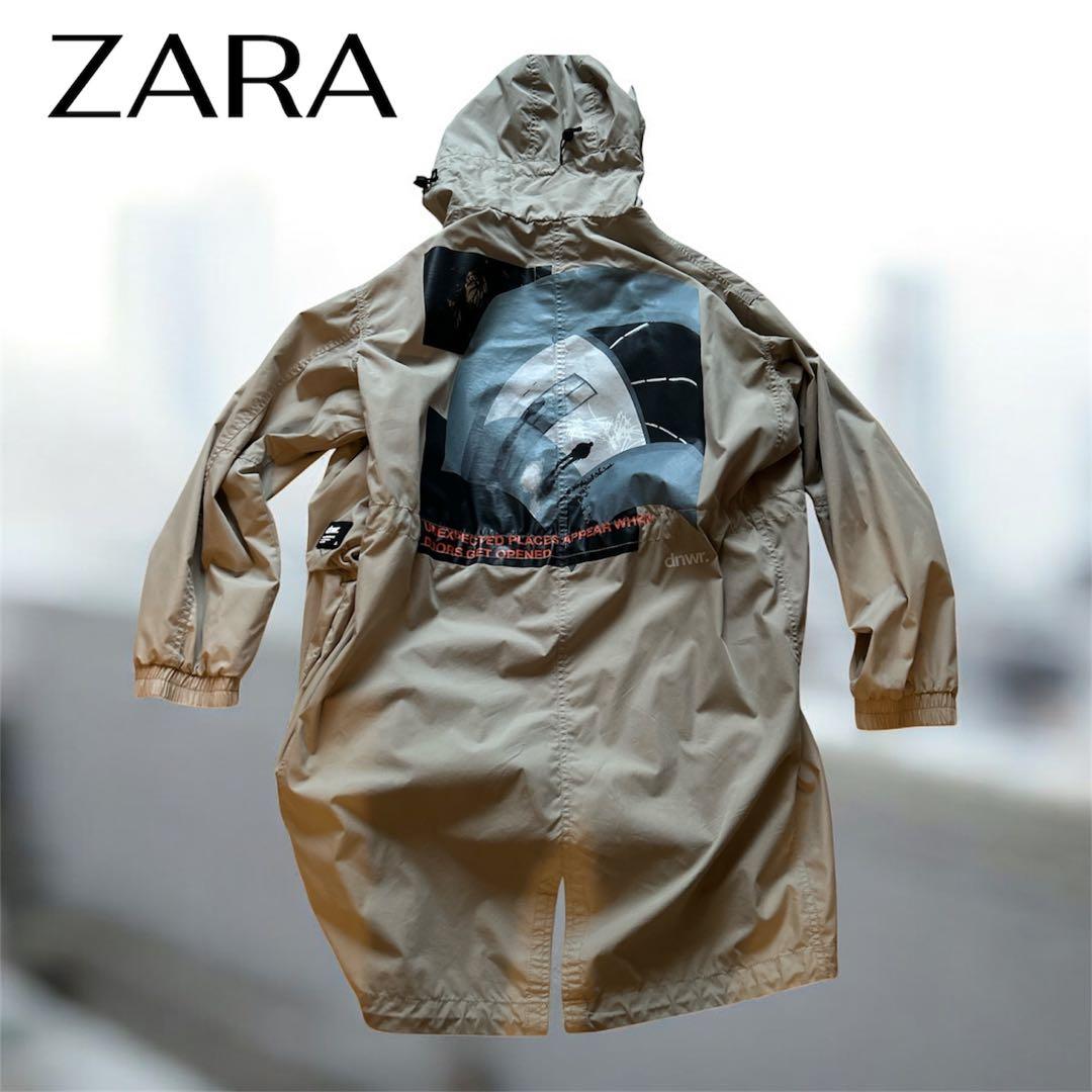 ZARA ザラモッズコート グラフィックプリントコート　メンズレディースアウター