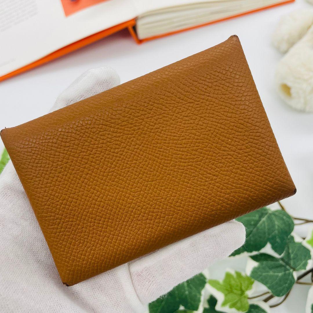 HERMES エルメス カルヴィ ケース ブラウン ヴォーエプソン　レザー
