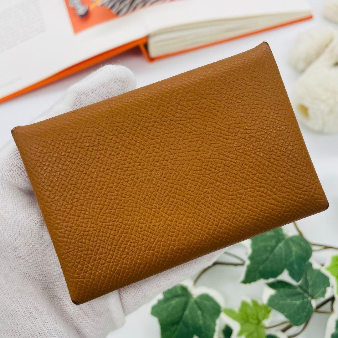 HERMES エルメス カルヴィ ケース ブラウン ヴォーエプソン　レザー