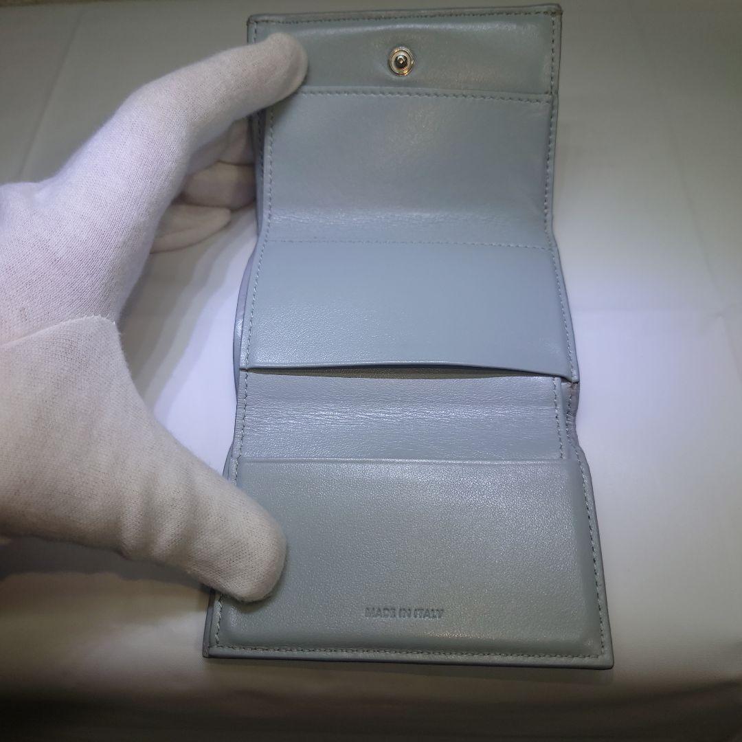 CELINE セリーヌ グレー レザー 三つ折り財布 フォールデッド ミニ財布